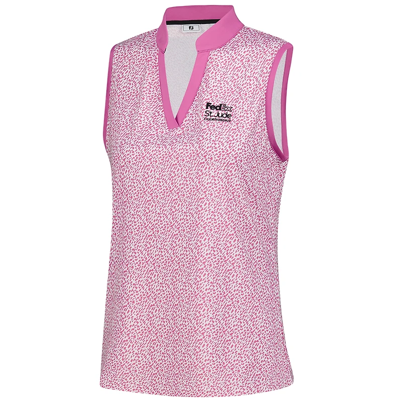 Women's FootJoy Purple FedEx St. Jude Championship ProDry Printed Sleeveless Polo