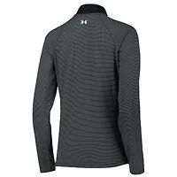 Women's Under Armour Black FedEx St. Jude Championship T2 Green Stripe Raglan Quarter-Zip Top