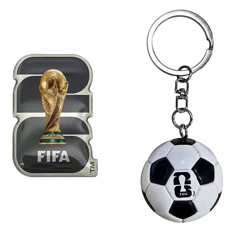 FIFA World Cup 2026 Soccer Ball Keychain & Lapel Pin Set