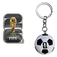 FIFA World Cup 2026 Soccer Ball Keychain & Lapel Pin Set