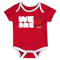 Ensemble de 3 bodies Outerstuff rouge et blanc pour bébé, aux couleurs du Canada, la Coupe Monde FIFA 2026.