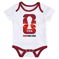 Ensemble de 3 bodies Outerstuff rouge et blanc pour bébé, aux couleurs du Canada, la Coupe Monde FIFA 2026.