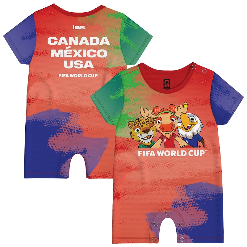 Grenouillère rouge Outerstuff pour bébé, mascotte des États-Unis, du Mexique et Canada, Coupe Monde de la FIFA 2026