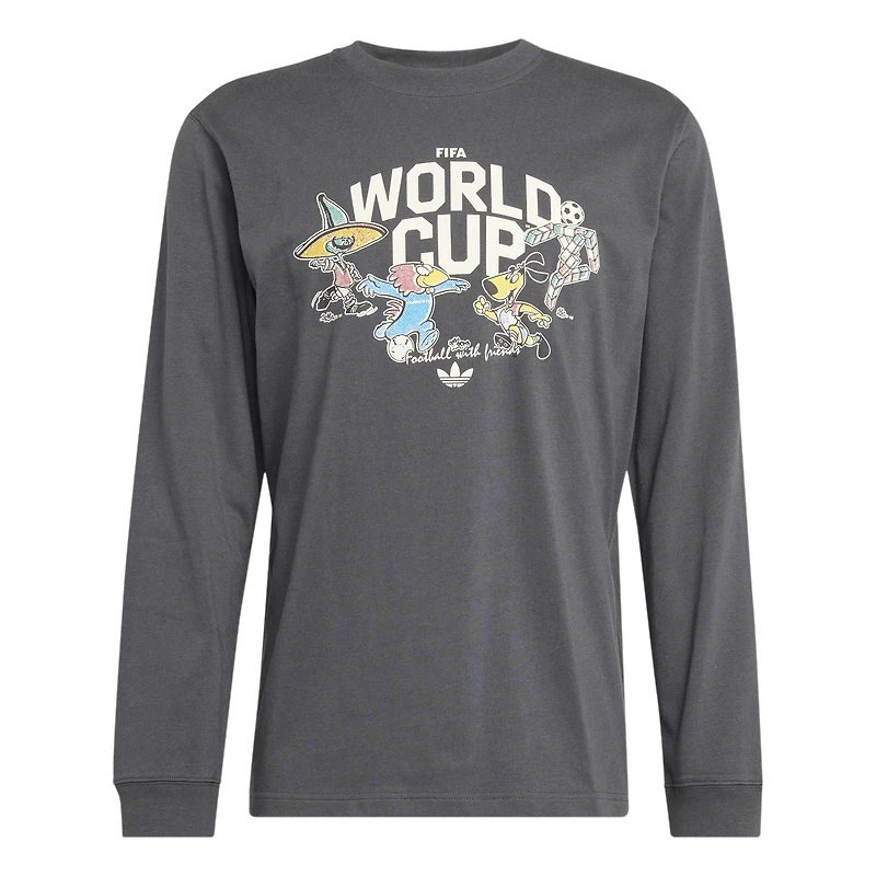 Men's adidas Gray FIFA World Cup Historic Mascot Long Sleeve T-Shirt