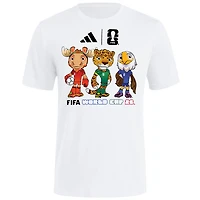 T-shirt adidas blanc pour homme, mascotte de la Coupe du Monde FIFA 2026