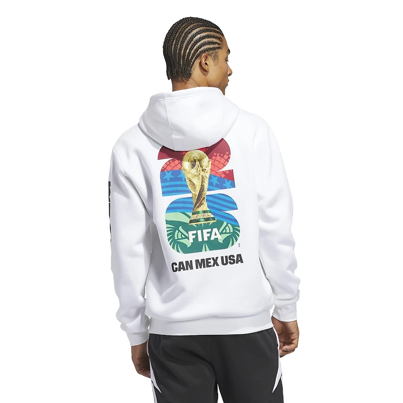 Sweat à capuche graphique officiel blanc adidas pour homme Coupe du Monde de la FIFA 2026