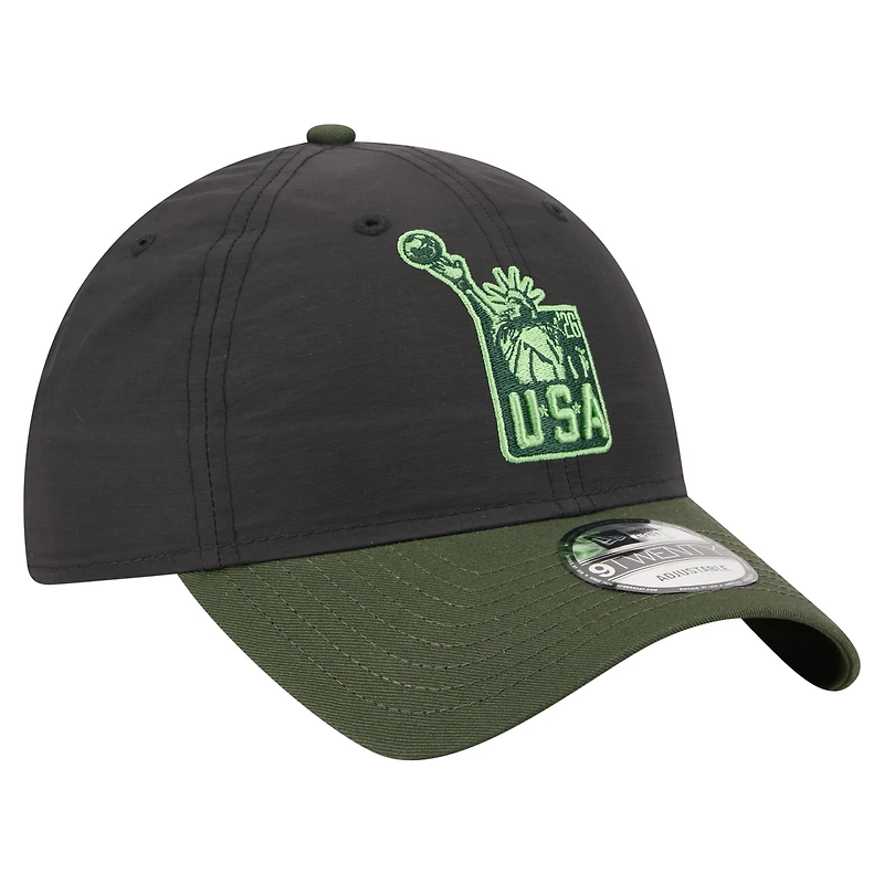 Casquette ajustable New Era 9TWENTY pour homme, noire et olive, motif Statue de la Liberté des États-Unis