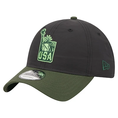Casquette ajustable New Era 9TWENTY pour homme, noire et olive, motif Statue de la Liberté des États-Unis