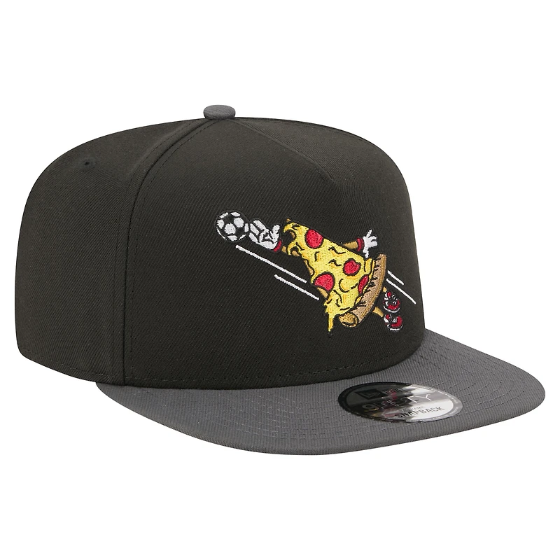 Casquette snapback New Era noire pour homme, motif pizza, penalty kick, modèle 9FIFTY A-Frame