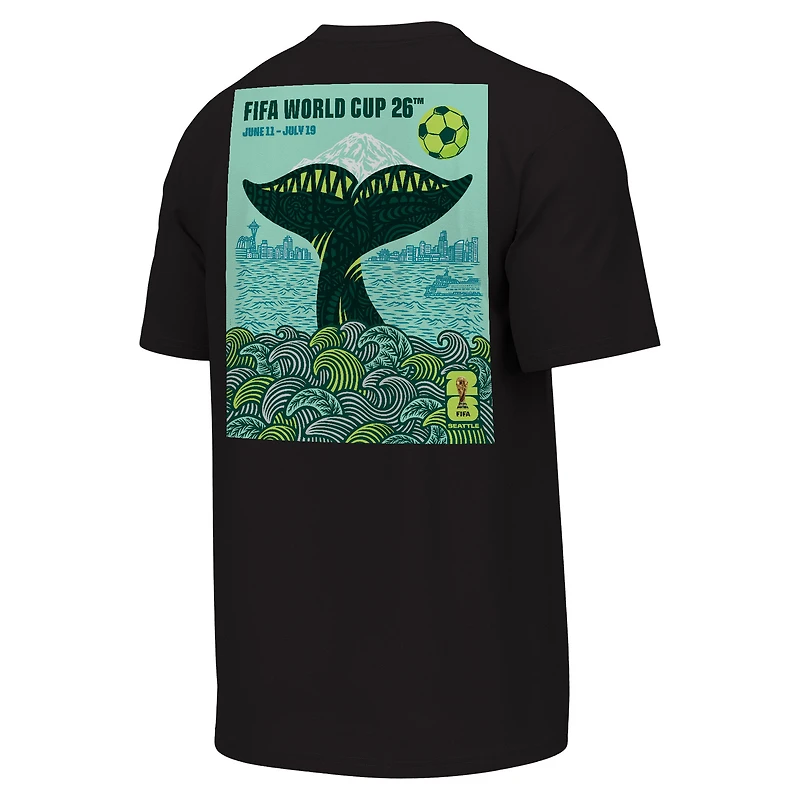 Men's Outerstuff Black 2026 FIFA World Cup Seattle Host City Poster Graphic T-Shirt