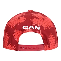 Casquette Outerstuff rouge pour homme, imprimée intégralement, représentant le Canada, pays hôte de la Coupe du Monde de la FIFA 2026.