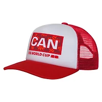 Men's Outerstuff White/Red FIFA World Cup 2026 Canada Host Country Foam Adjustable Trucker Hat
