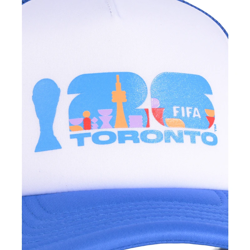 Unisex White/Blue FIFA World Cup 2026 Toronto Flagship Foam Adjustable Trucker Hat