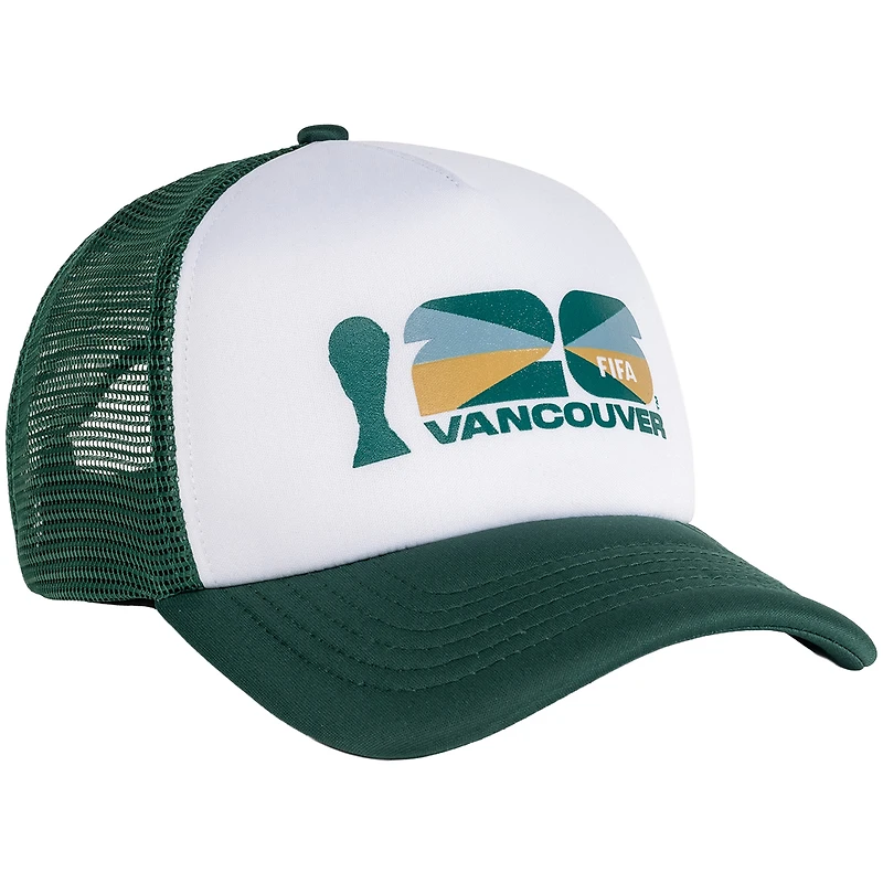 Unisex White/Green FIFA World Cup 2026 Vancouver Flagship Foam Adjustable Trucker Hat