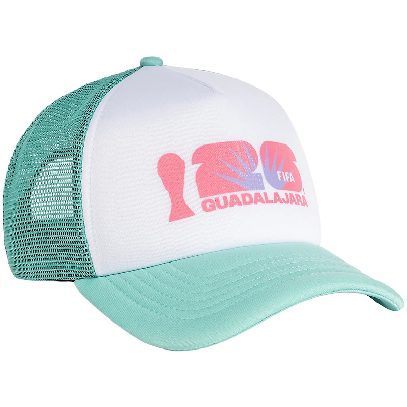Unisex White/Mint FIFA World Cup 2026 Guadalajara Flagship Foam Adjustable Trucker Hat