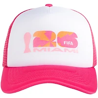 Casquette trucker unisexe blanche/rose FIFA Coupe du Monde 2026 Miami, en mousse, ajustable