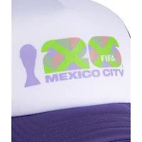 Unisex White/Purple FIFA World Cup 2026 Mexico City Flagship Foam Adjustable Trucker Hat