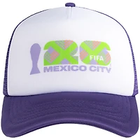 Unisex White/Purple FIFA World Cup 2026 Mexico City Flagship Foam Adjustable Trucker Hat