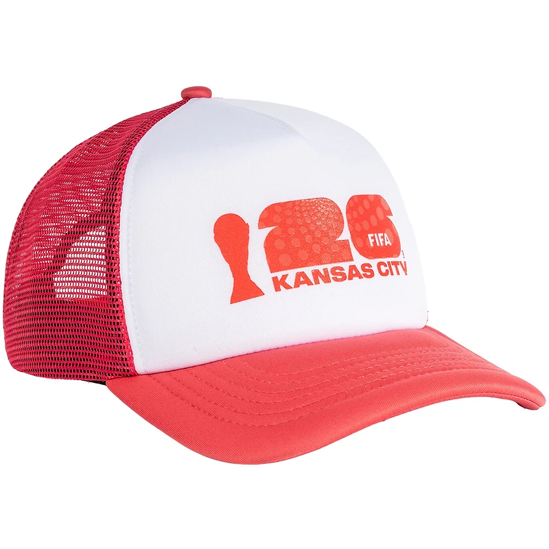 Unisex White/Red FIFA World Cup 2026 Kansas City Flagship Foam Adjustable Trucker Hat