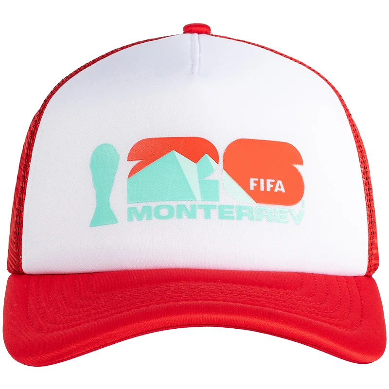 Unisex White/Red FIFA World Cup 2026 Monterrey Flagship Foam Adjustable Trucker Hat