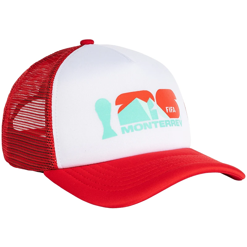 Unisex White/Red FIFA World Cup 2026 Monterrey Flagship Foam Adjustable Trucker Hat