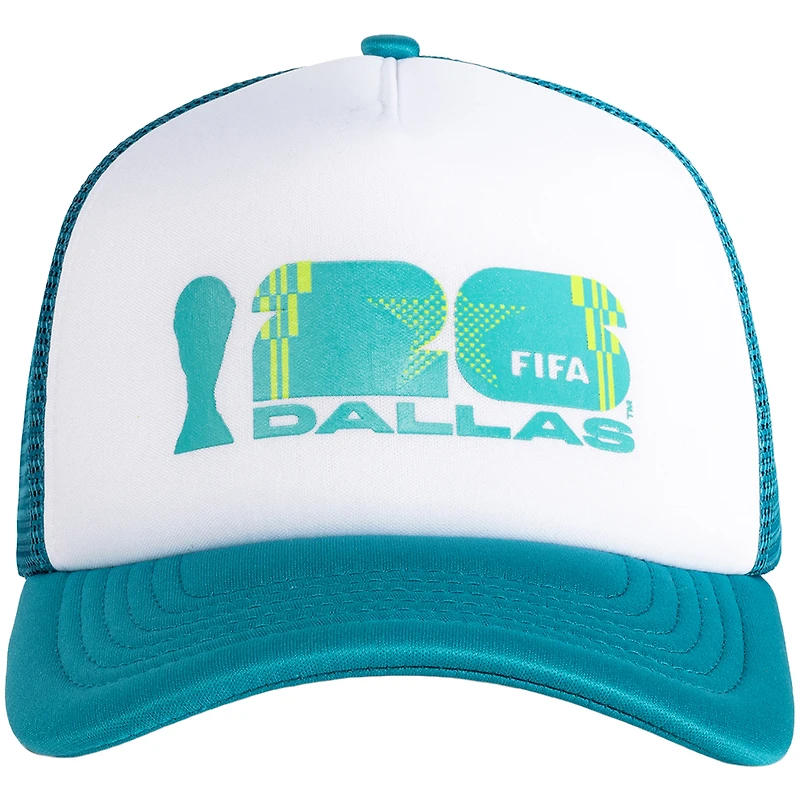 Unisex White/Teal FIFA World Cup 2026 Dallas Flagship Foam Adjustable Trucker Hat