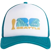 Unisex White/Teal FIFA World Cup 2026 Seattle Flagship Foam Adjustable Trucker Hat