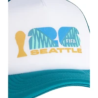 Unisex White/Teal FIFA World Cup 2026 Seattle Flagship Foam Adjustable Trucker Hat