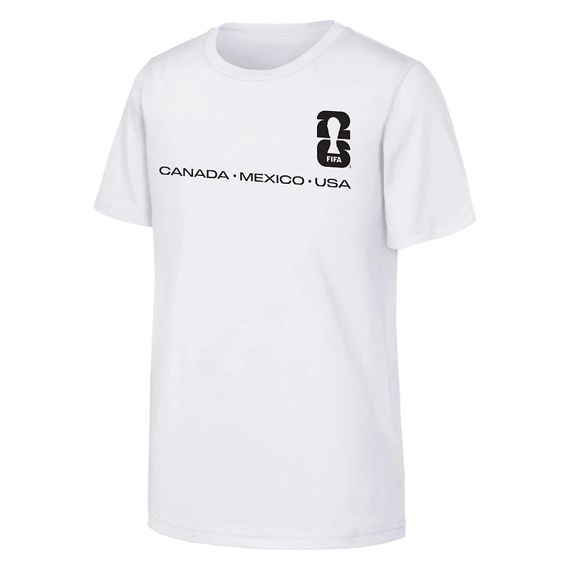 T-shirt blanc pour jeunes, imprimé Coupe du Monde de la FIFA 2026