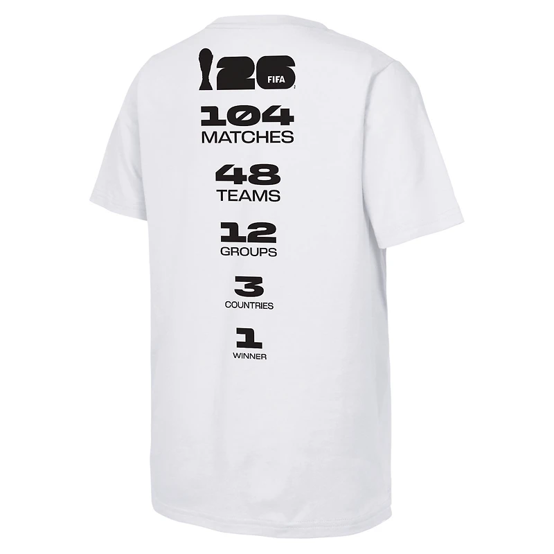 T-shirt blanc pour jeunes, imprimé Coupe du Monde de la FIFA 2026