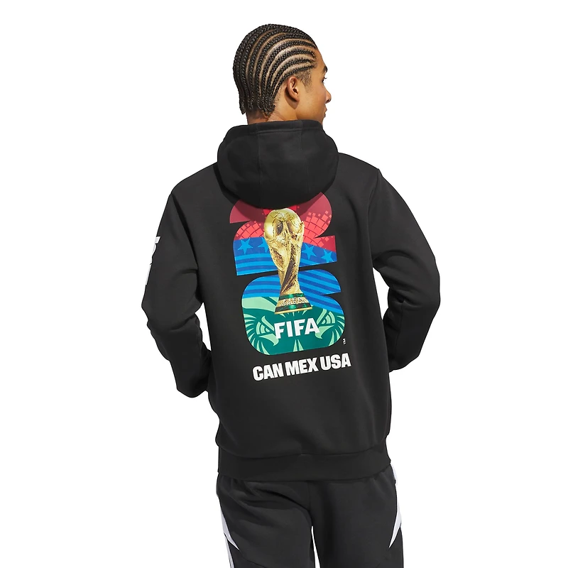 Sweat à capuche graphique officiel adidas noir pour homme Coupe du Monde de la FIFA 2026