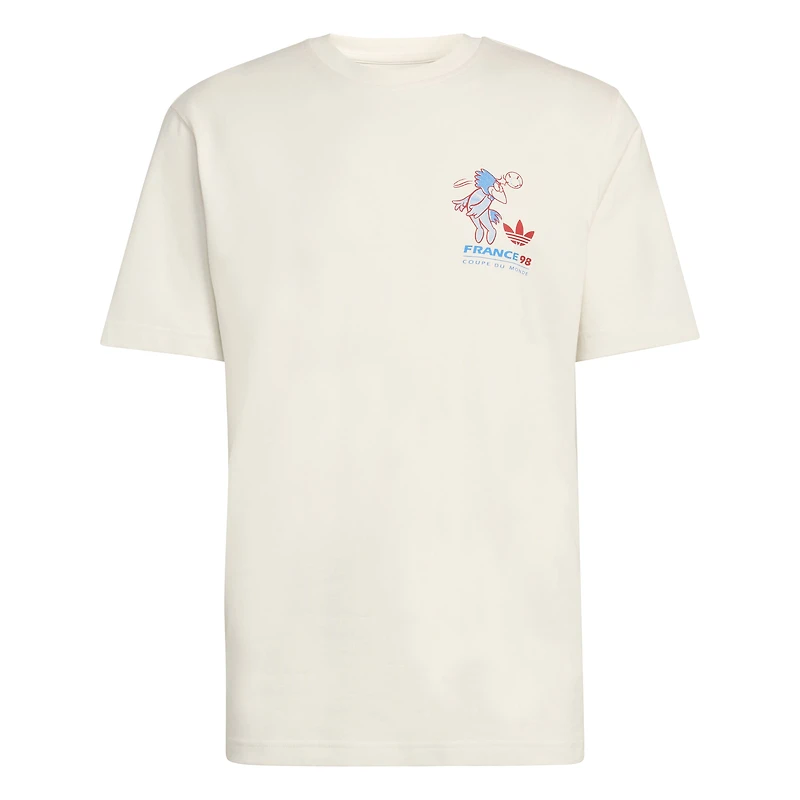 T-shirt homme adidas blanc, mascotte Footix, Coupe du Monde de la FIFA 1998
