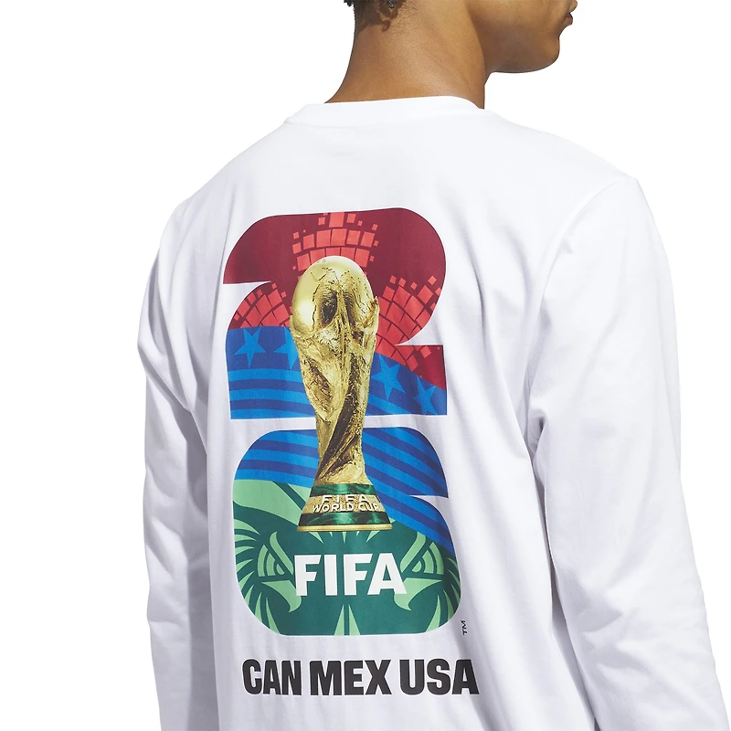 Men's adidas White 2026 FIFA World Cup Official Graphic Long Sleeve T-Shirt