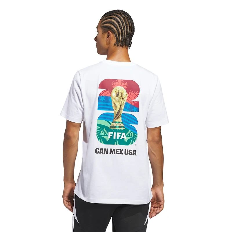 T-shirt adidas blanc officiel de la Coupe du Monde FIFA 2026 pour homme