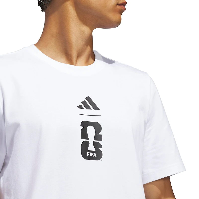 T-shirt adidas blanc officiel de la Coupe du Monde FIFA 2026 pour homme