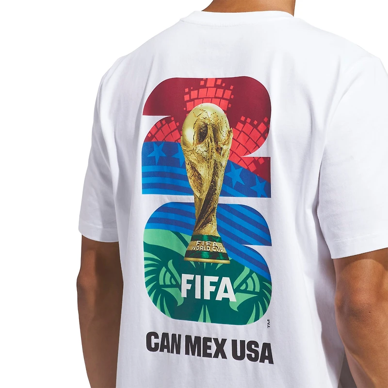 T-shirt adidas blanc officiel de la Coupe du Monde FIFA 2026 pour homme