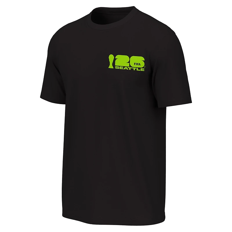 Men's Outerstuff Black 2026 FIFA World Cup Seattle Host City Poster Graphic T-Shirt