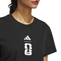 T-shirt graphique officiel adidas noir pour femme Coupe du Monde de la FIFA 2026