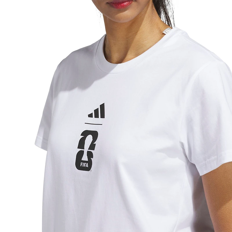 T-shirt graphique officiel adidas blanc Coupe du Monde de la FIFA 2026 pour femme