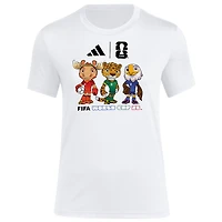 T-shirt adidas blanc pour femme, mascotte de la Coupe du Monde FIFA 2026