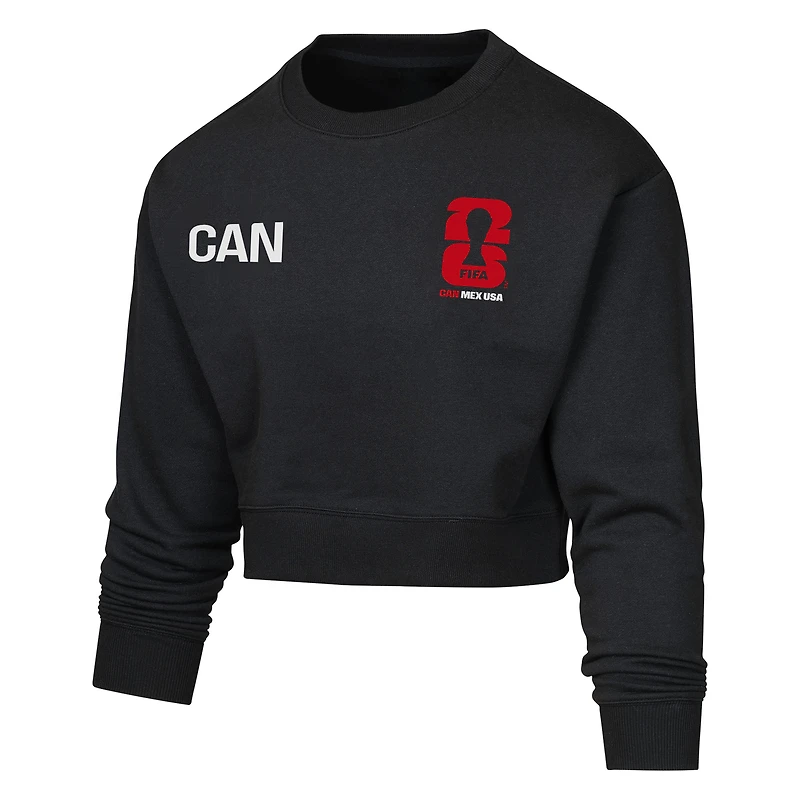 Women's Outerstuff  Black FIFA World Cup 2026 Canada Host Country Cropped Sweatshirt