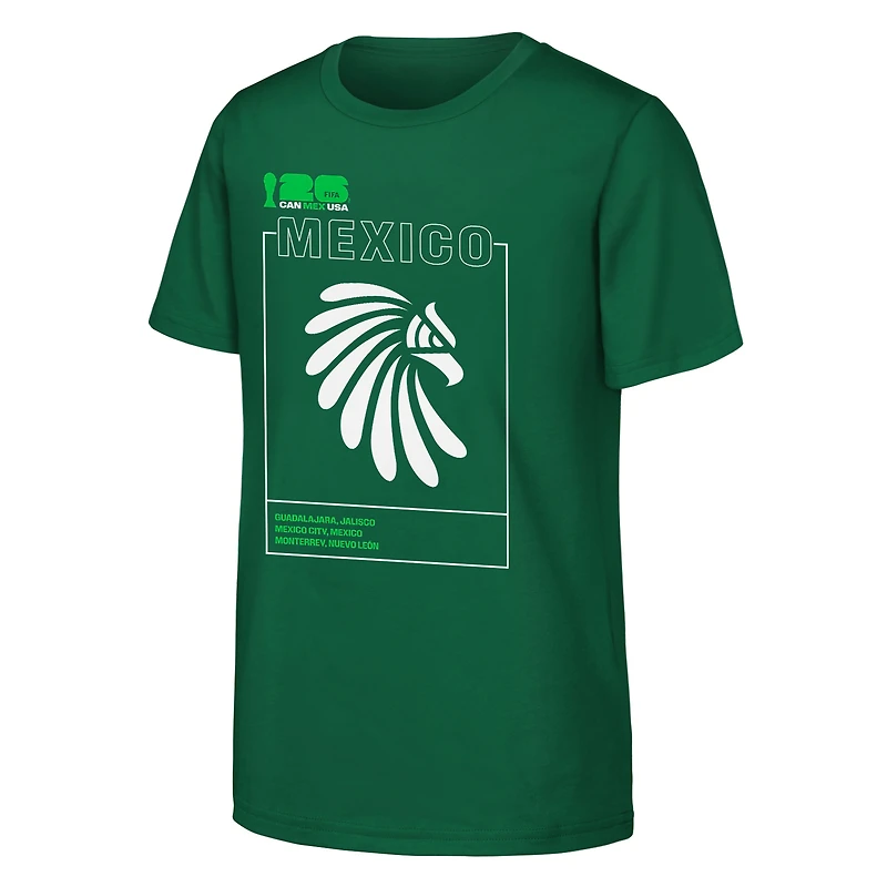 T-shirt graphique vert pour jeunes, hôte de la Coupe du Monde FIFA 2026