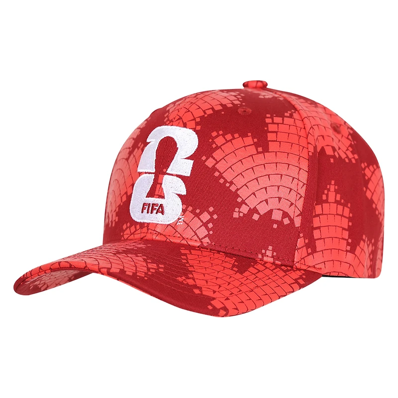 Casquette ajustable pré-courbée Outerstuff rouge pour jeunes, Coupe du Monde de la FIFA, Canada 2026, pays hôte