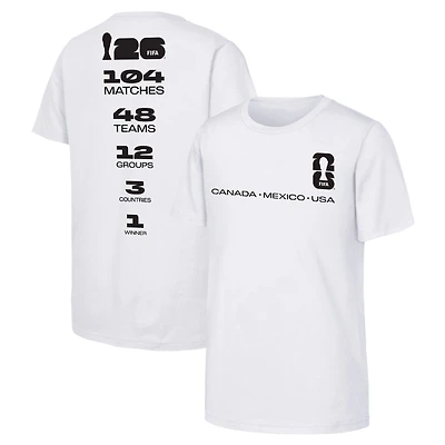 T-shirt blanc pour jeunes, imprimé Coupe du Monde de la FIFA 2026