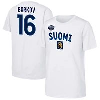 T-shirt blanc pour jeune joueur de hockey sur glace Finlande Aleksander Barkov les Nations 2025