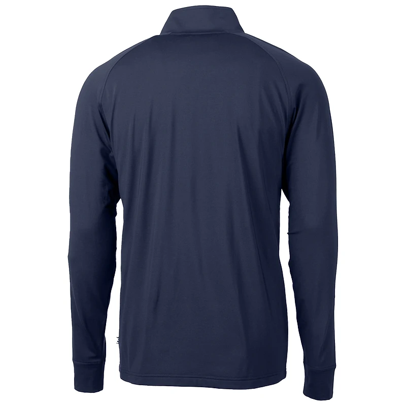Pull-over Cutter & Buck bleu marine FIU Panthers Adapt Eco Knit Stretch en maille recyclée à col zippé pour homme