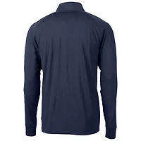 Pull-over Cutter & Buck bleu marine FIU Panthers Adapt Eco Knit Stretch en maille recyclée à col zippé pour homme