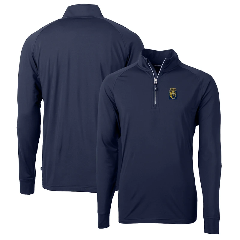 Pull-over Cutter & Buck bleu marine FIU Panthers Adapt Eco Knit Stretch en maille recyclée à col zippé pour homme
