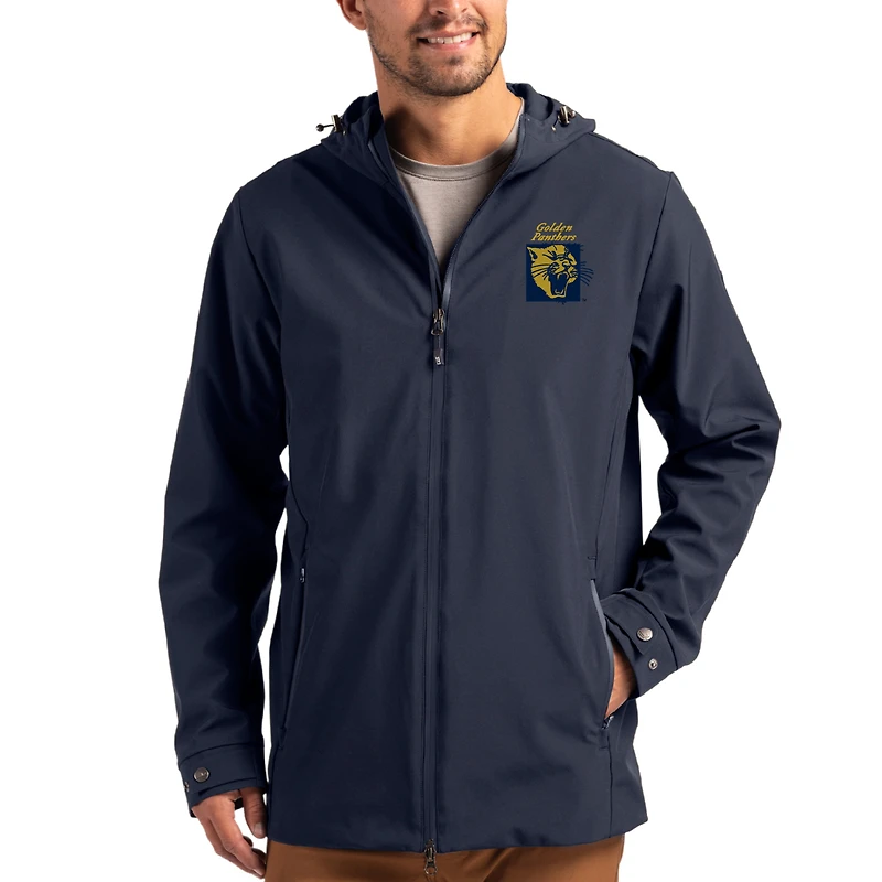 Veste zippée intégrale Cutter & Buck bleu marine FIU Panthers Vault Logo Camano pour homme, extensible et résistante à l'eau