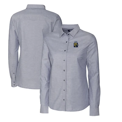 Women's Cutter & Buck Charcoal FIU Panthers Oxford Stretch Long Sleeve Button-Up Shirt